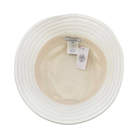Hermes Hat Bucket Hat Harper Emile Size 58 Cotton White Navy